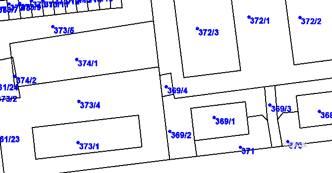 Parcela st. 369/4 v KÚ Hostivice, Katastrální mapa