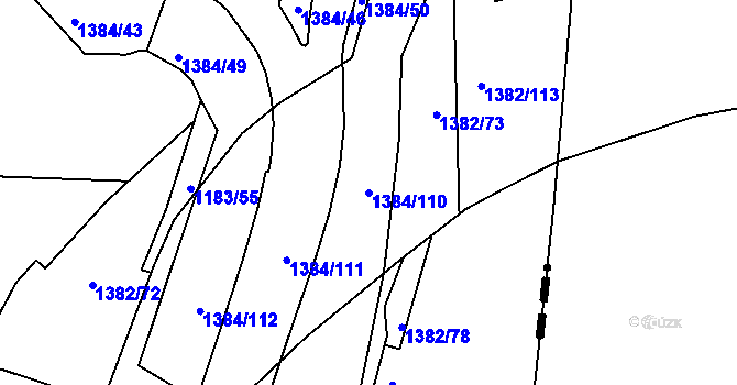 Parcela st. 1384/110 v KÚ Hostivice, Katastrální mapa