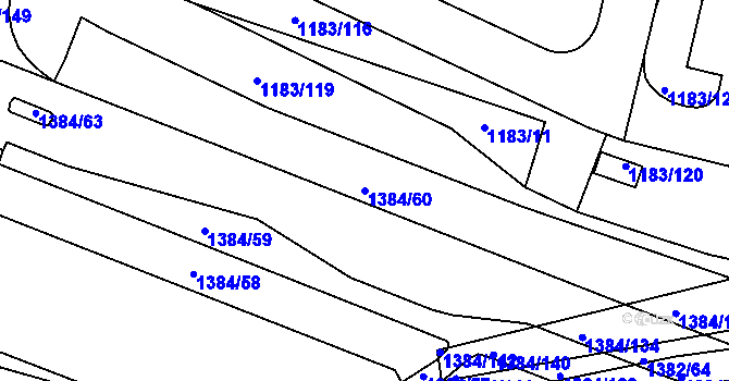 Parcela st. 1384/60 v KÚ Hostivice, Katastrální mapa