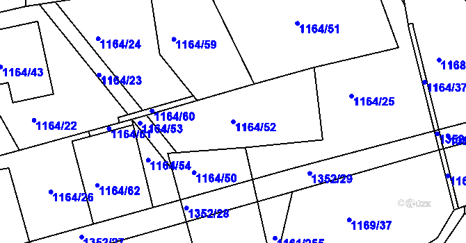 Parcela st. 1164/52 v KÚ Hostivice, Katastrální mapa