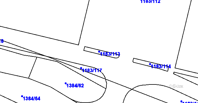 Parcela st. 1183/113 v KÚ Hostivice, Katastrální mapa