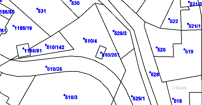 Parcela st. 510/261 v KÚ Hostivice, Katastrální mapa