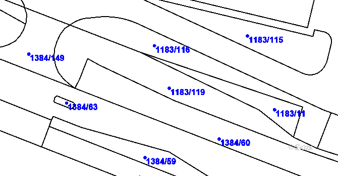 Parcela st. 1183/119 v KÚ Hostivice, Katastrální mapa