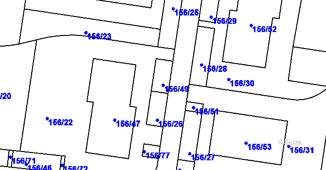 Parcela st. 156/49 v KÚ Hostivice, Katastrální mapa