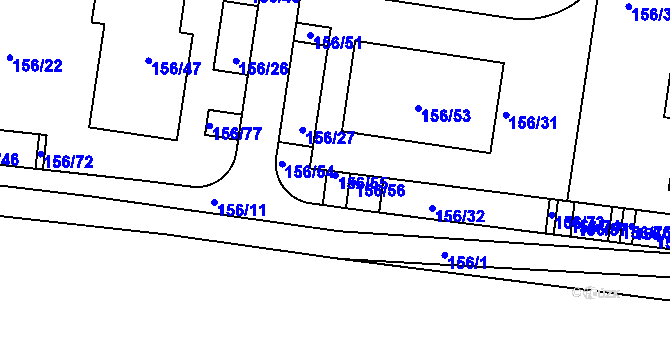 Parcela st. 156/55 v KÚ Hostivice, Katastrální mapa