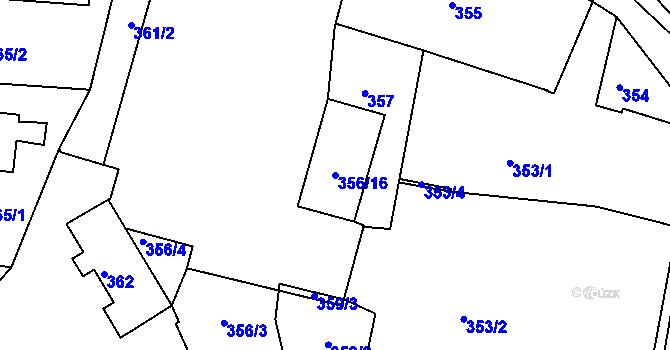 Parcela st. 356/16 v KÚ Hostivice, Katastrální mapa