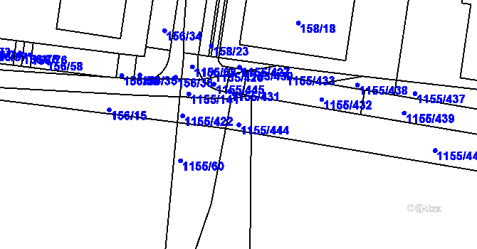 Parcela st. 1155/444 v KÚ Hostivice, Katastrální mapa