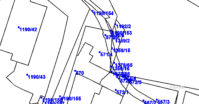 Parcela st. 571/4 v KÚ Hostivice, Katastrální mapa