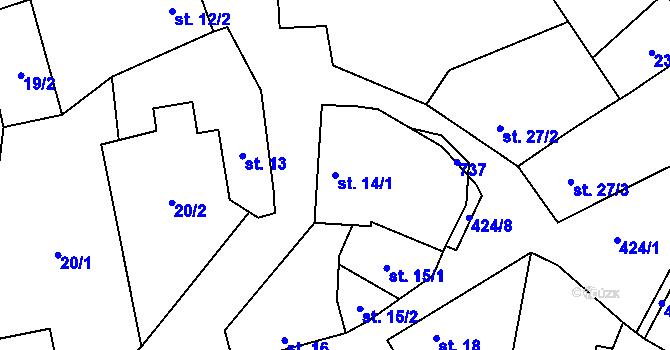 Parcela st. 14/1 v KÚ Litovice, Katastrální mapa