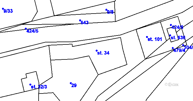Parcela st. 34 v KÚ Litovice, Katastrální mapa