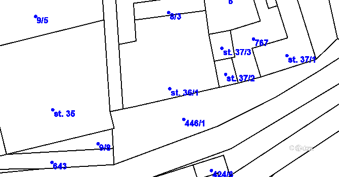 Parcela st. 36/1 v KÚ Litovice, Katastrální mapa