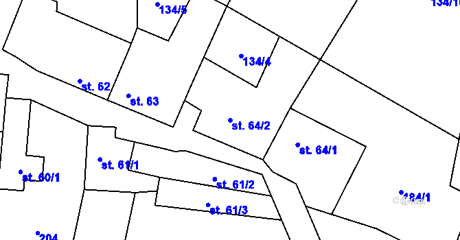 Parcela st. 64/2 v KÚ Litovice, Katastrální mapa