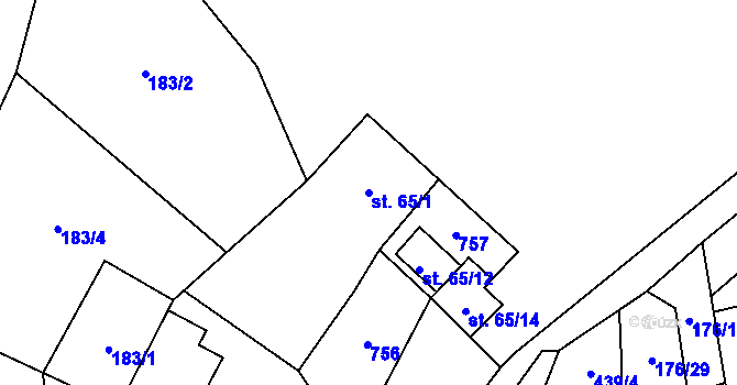 Parcela st. 65/1 v KÚ Litovice, Katastrální mapa