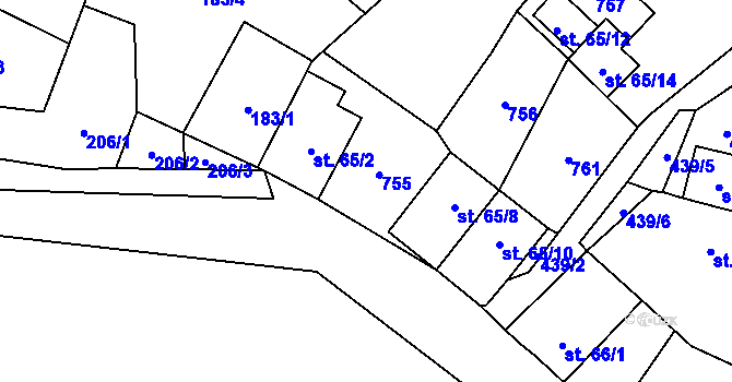 Parcela st. 65/7 v KÚ Litovice, Katastrální mapa
