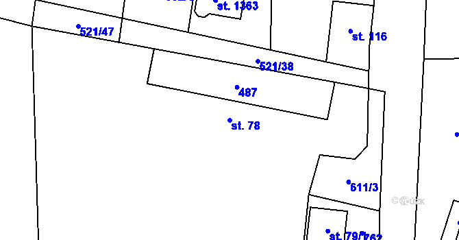 Parcela st. 78 v KÚ Litovice, Katastrální mapa