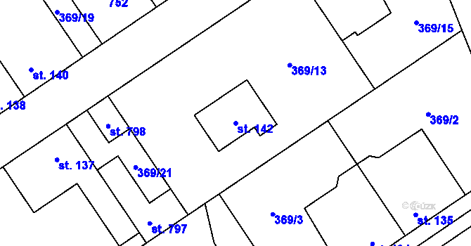 Parcela st. 142 v KÚ Litovice, Katastrální mapa