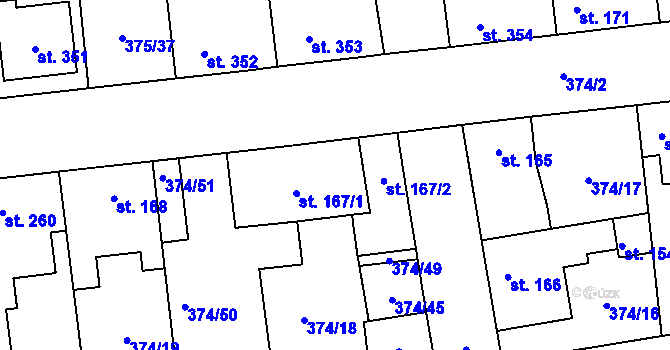 Parcela st. 167/1 v KÚ Litovice, Katastrální mapa