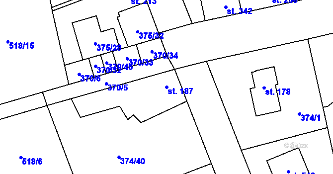 Parcela st. 187 v KÚ Litovice, Katastrální mapa