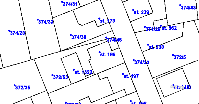 Parcela st. 196 v KÚ Litovice, Katastrální mapa