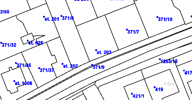 Parcela st. 203 v KÚ Litovice, Katastrální mapa