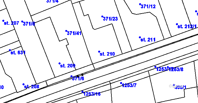 Parcela st. 210 v KÚ Litovice, Katastrální mapa