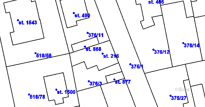 Parcela st. 216 v KÚ Litovice, Katastrální mapa