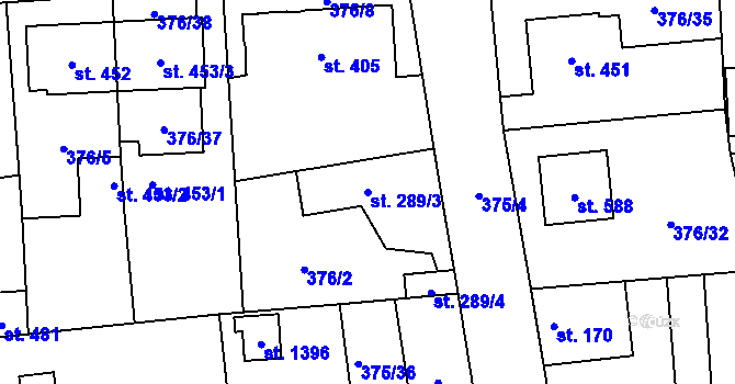 Parcela st. 289/3 v KÚ Litovice, Katastrální mapa