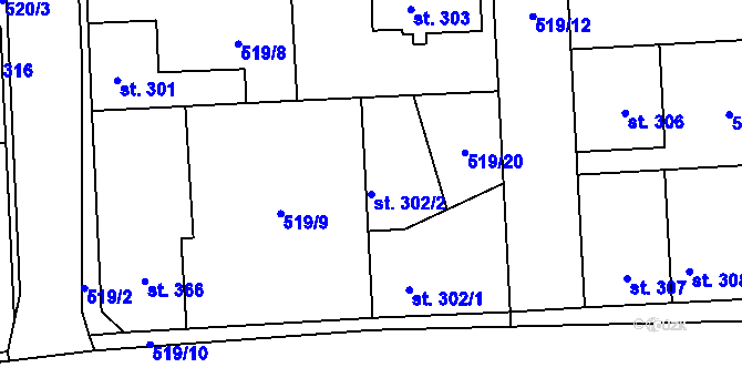 Parcela st. 302/2 v KÚ Litovice, Katastrální mapa