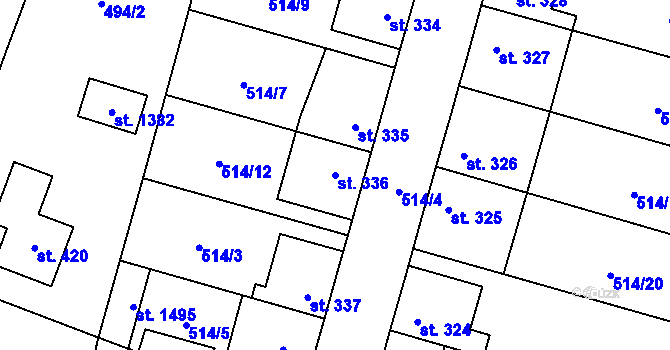 Parcela st. 336 v KÚ Litovice, Katastrální mapa