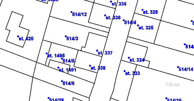 Parcela st. 337 v KÚ Litovice, Katastrální mapa