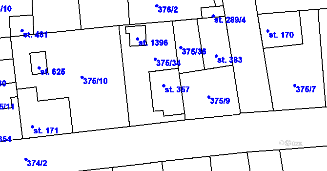 Parcela st. 357 v KÚ Litovice, Katastrální mapa