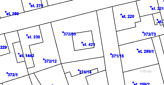 Parcela st. 421 v KÚ Litovice, Katastrální mapa