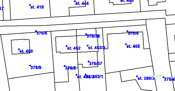 Parcela st. 453/3 v KÚ Litovice, Katastrální mapa