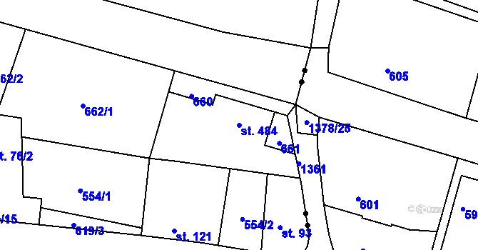 Parcela st. 484 v KÚ Litovice, Katastrální mapa