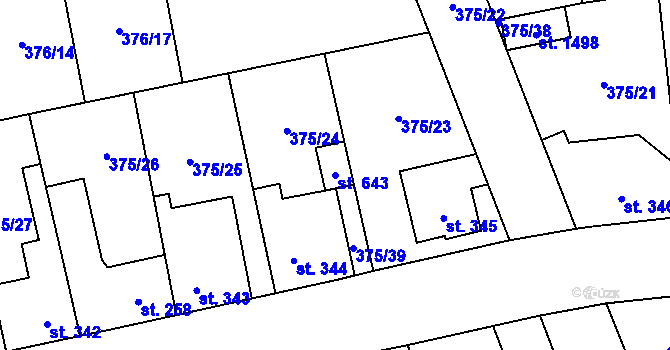 Parcela st. 643 v KÚ Litovice, Katastrální mapa