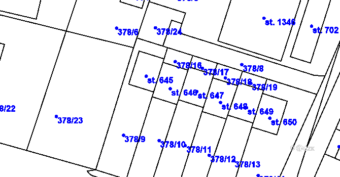 Parcela st. 646 v KÚ Litovice, Katastrální mapa