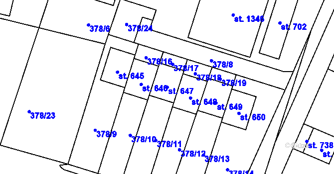 Parcela st. 647 v KÚ Litovice, Katastrální mapa