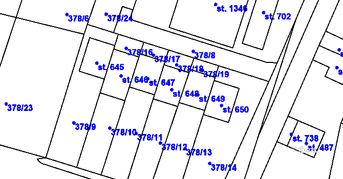Parcela st. 648 v KÚ Litovice, Katastrální mapa