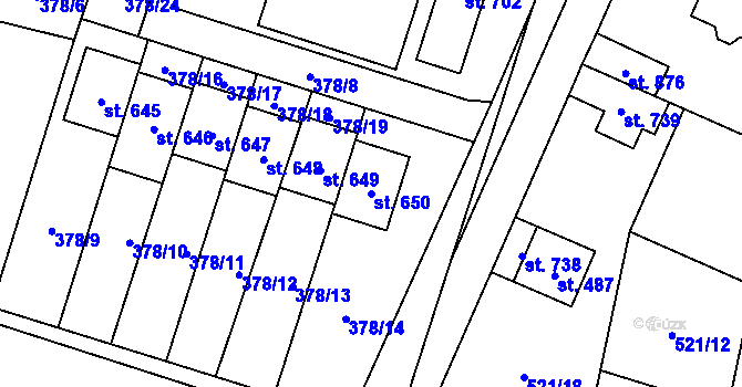 Parcela st. 650 v KÚ Litovice, Katastrální mapa