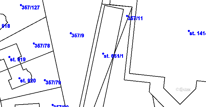 Parcela st. 651/1 v KÚ Litovice, Katastrální mapa