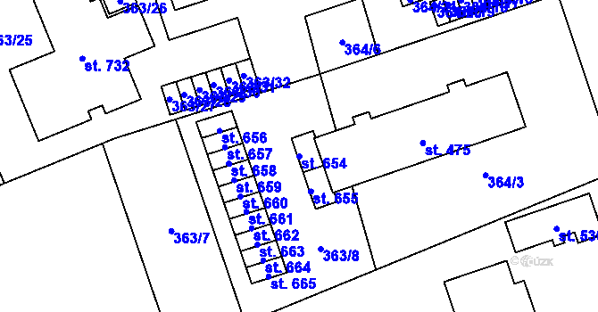 Parcela st. 654 v KÚ Litovice, Katastrální mapa