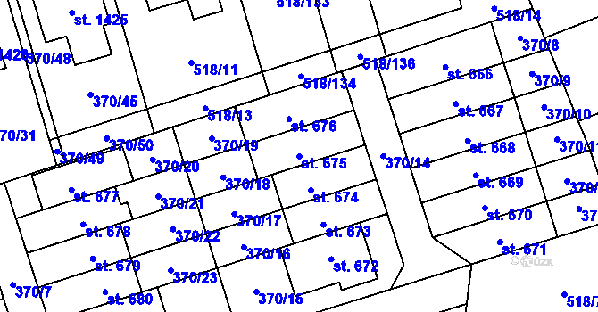 Parcela st. 675 v KÚ Litovice, Katastrální mapa