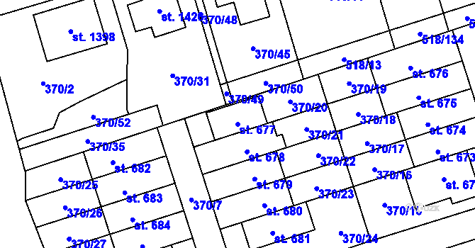 Parcela st. 677 v KÚ Litovice, Katastrální mapa