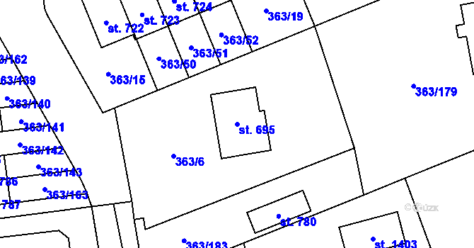 Parcela st. 695 v KÚ Litovice, Katastrální mapa