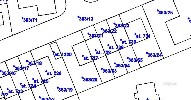 Parcela st. 728 v KÚ Litovice, Katastrální mapa