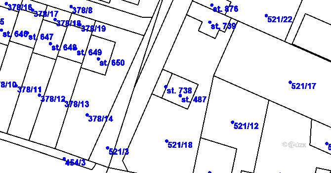Parcela st. 738 v KÚ Litovice, Katastrální mapa