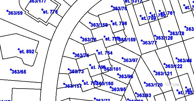 Parcela st. 754 v KÚ Litovice, Katastrální mapa