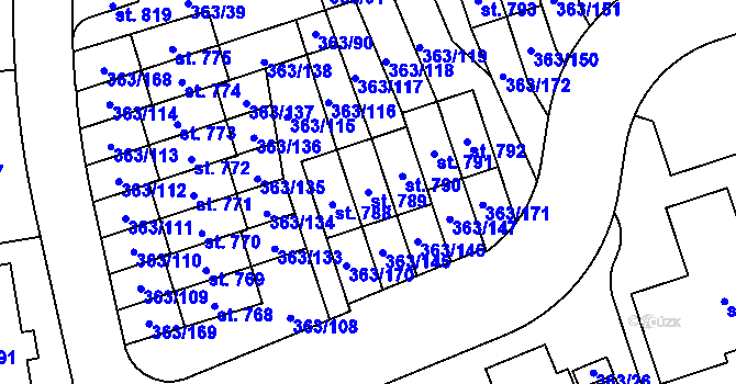 Parcela st. 789 v KÚ Litovice, Katastrální mapa