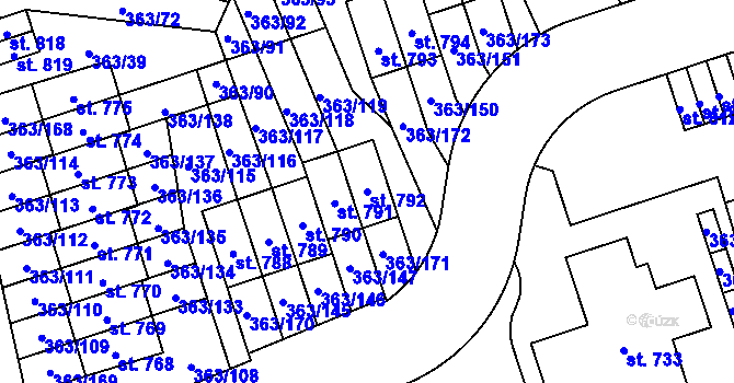 Parcela st. 792 v KÚ Litovice, Katastrální mapa