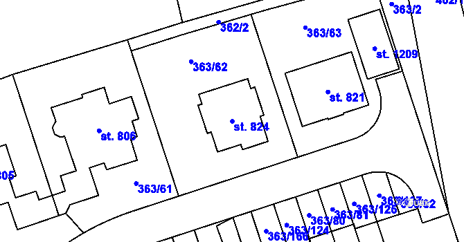 Parcela st. 824 v KÚ Litovice, Katastrální mapa